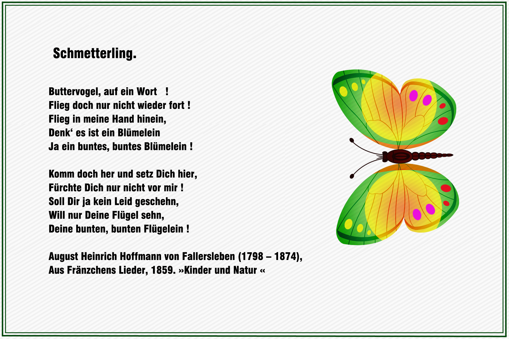 Schmetterling - August Heinrich Hoffmann von Fallersleben 