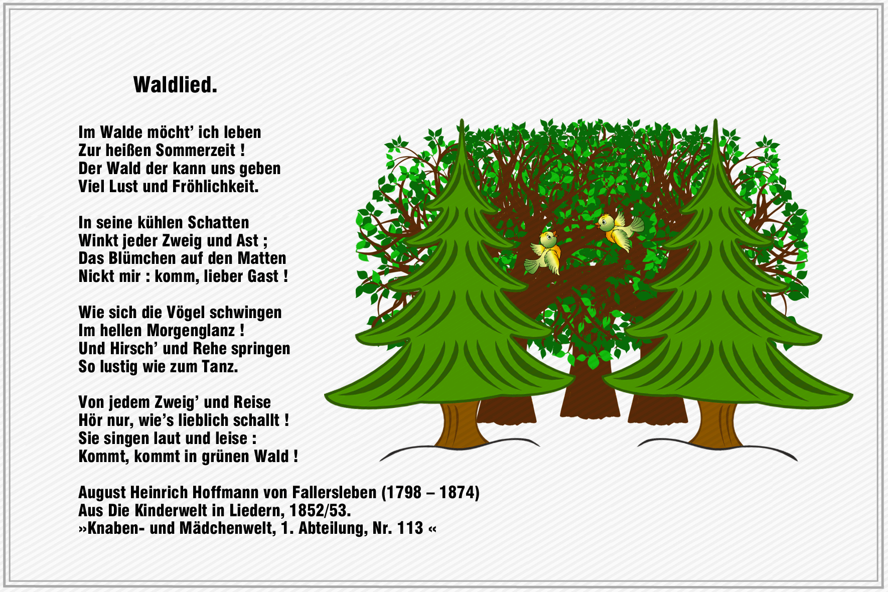 Waldlied - Hoffmann von Fallersleben - Gedichte.