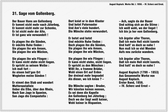 Sage vom Gollenberg – August Kopisch 